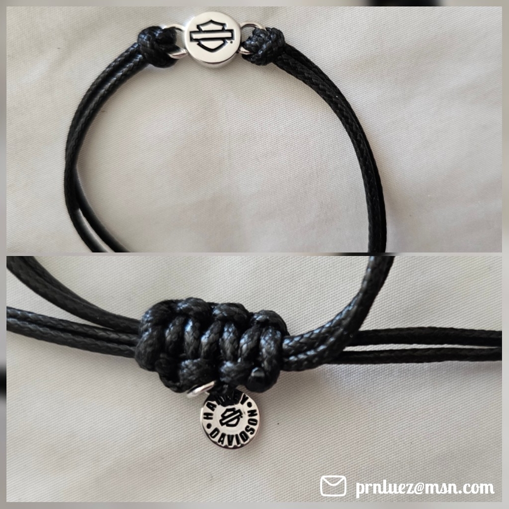 Harley Davidson Women's Bar & Shield Outline Cord Bracelet - Picture 2 of 8